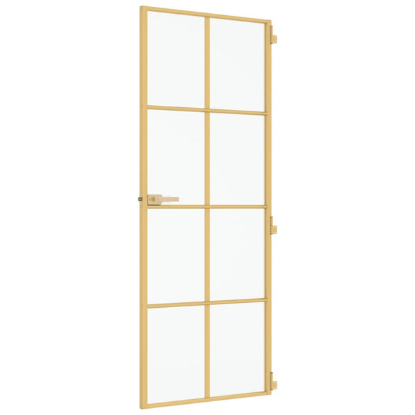 Innentür Schlank Golden 76x201,5 cm Hartglas und Aluminium