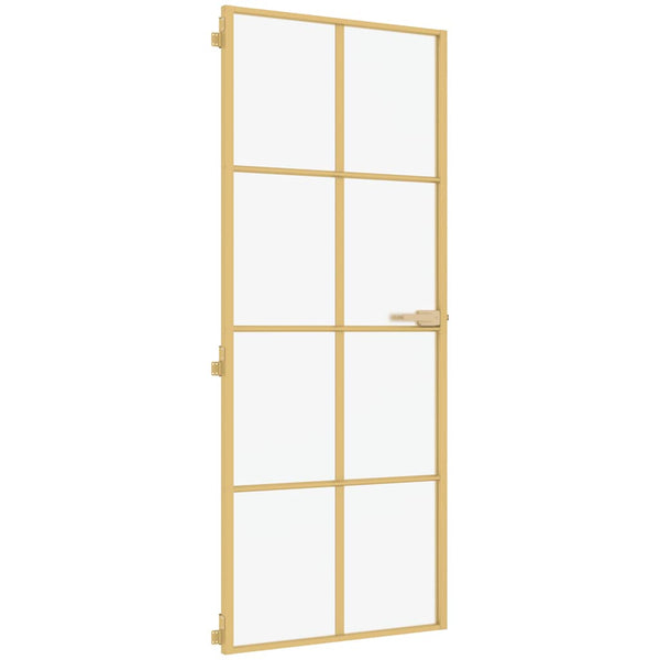 Innentür Schlank Golden 83x201,5 cm Hartglas und Aluminium