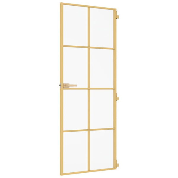 Innentür Schlank Golden 83x201,5 cm Hartglas und Aluminium