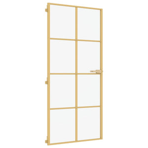 Innentür Schlank Golden 93x201,5 cm Hartglas und Aluminium