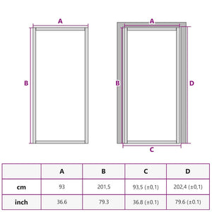 Innentür Schlank Golden 93x201,5 cm Hartglas und Aluminium