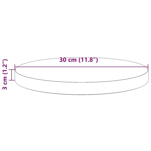 Weiße Tischplatte Rund Ø30cm Kiefer Massivholz