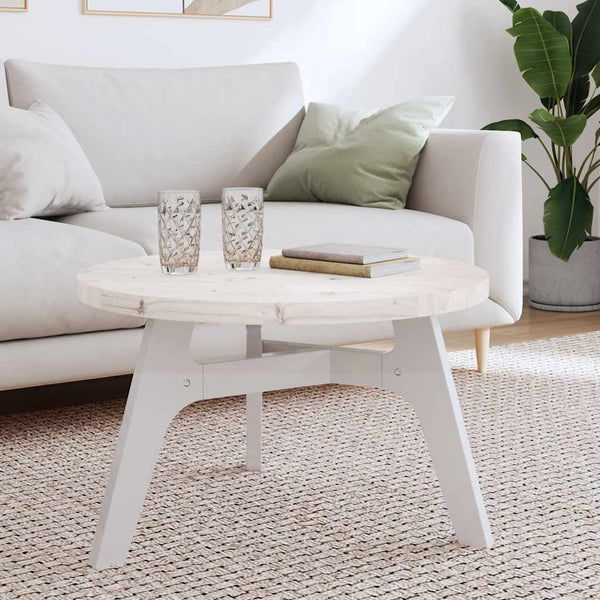 vidaXL Plateau de table rond Blanc Ø70x3 cm Bois de pin massif