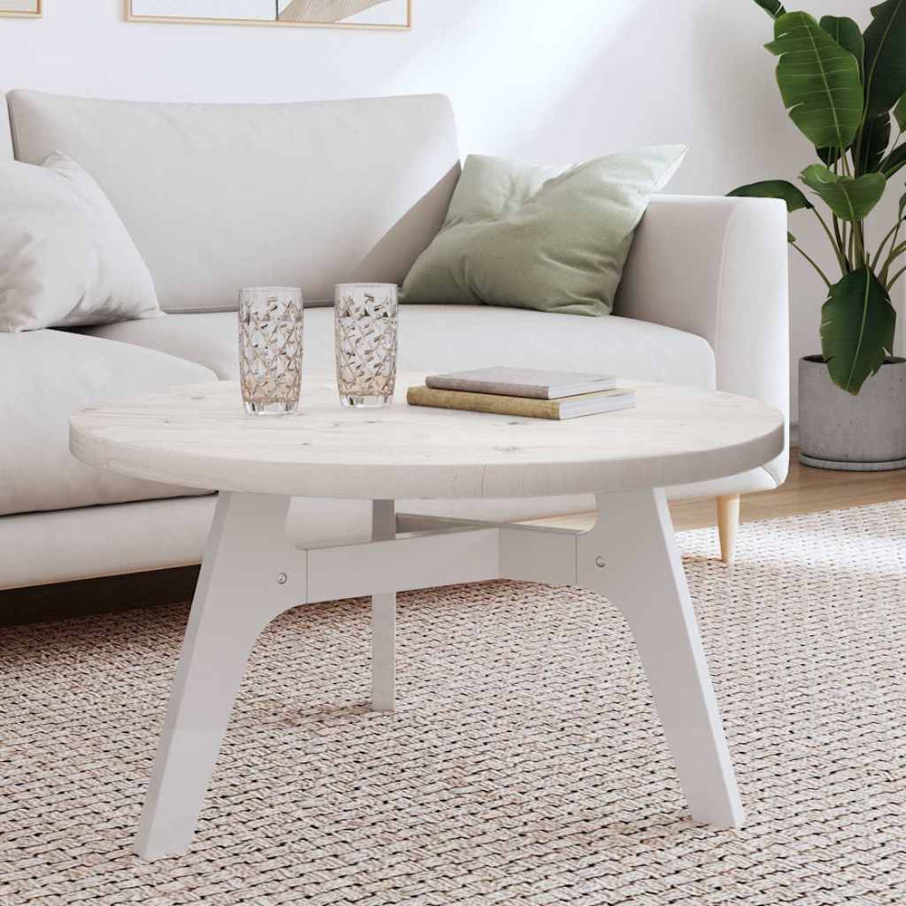 vidaXL Plateau de table rond blanc Ø80x3 cm en pin massif