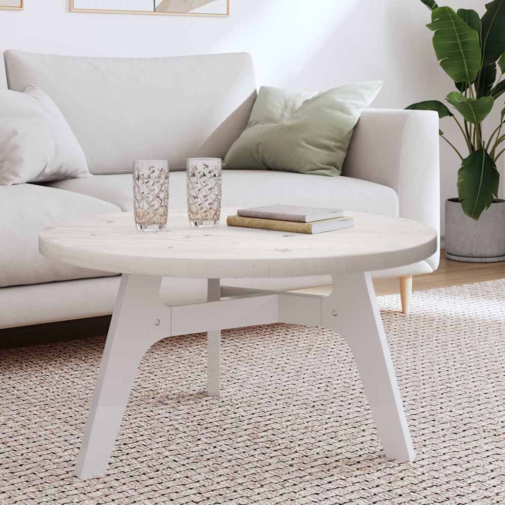 Weiße Tischplatte Rund Ø80cm Kiefer Massivholz