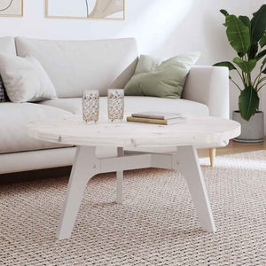 Tischplatte Rund Weiß Ø90cm Kiefer Massivholz