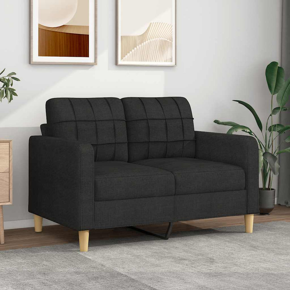 Schwarzes 2-Sitzer Sofa, 120 cm