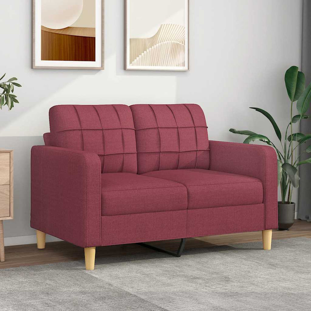 Weinrotes 2-Sitzer Sofa, 120 cm