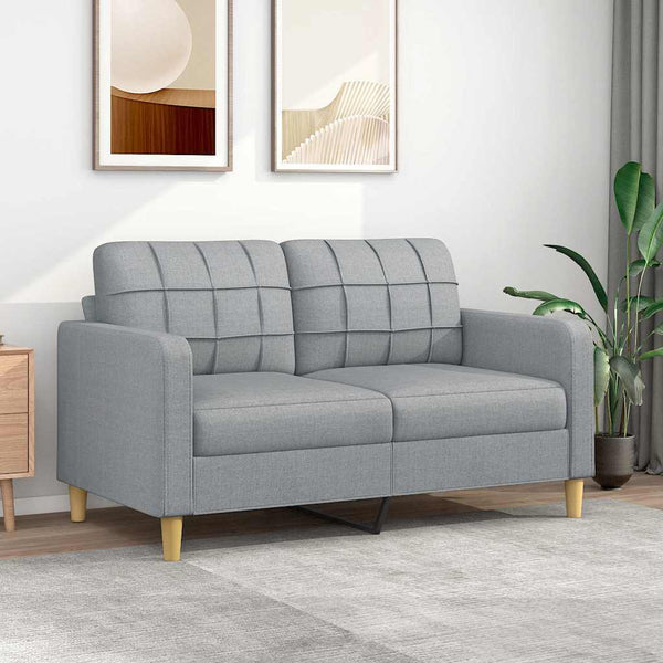 2-Sitzer Sofa Hellgrau Stoff 140 cm