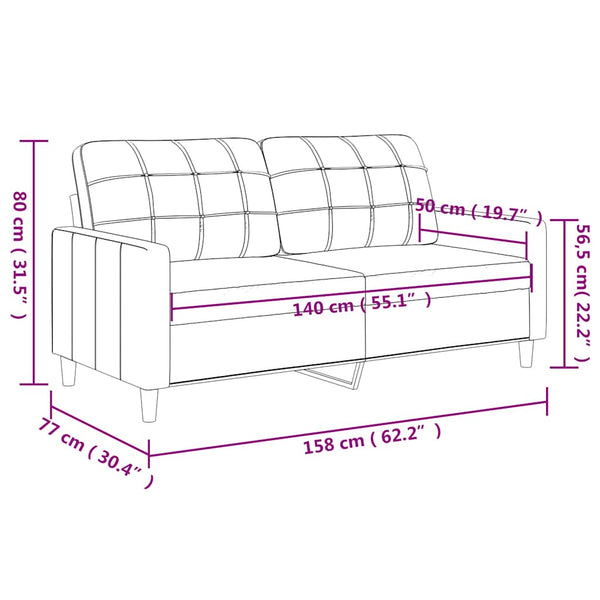 2-Sitzer Sofa Creme Stoff 140 cm