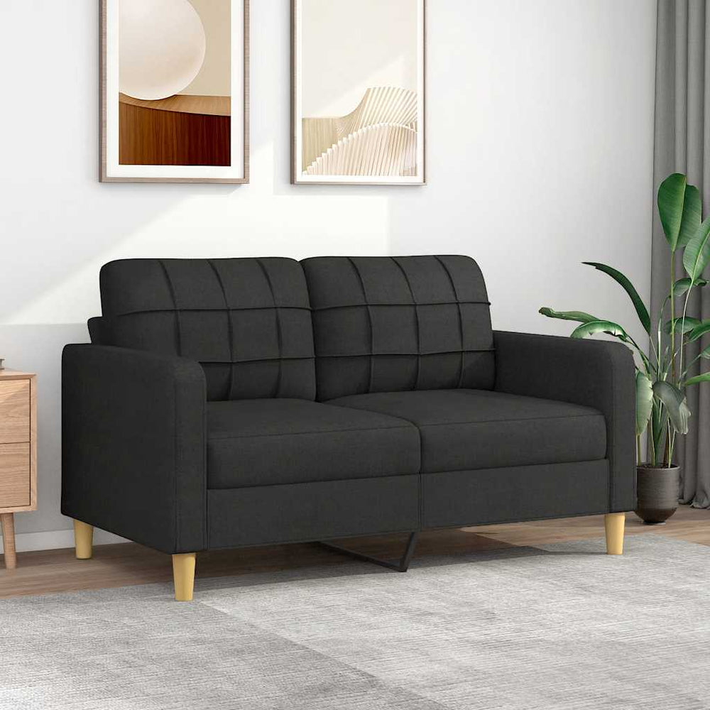Schwarzes 2-Sitzer Sofa, 140cm