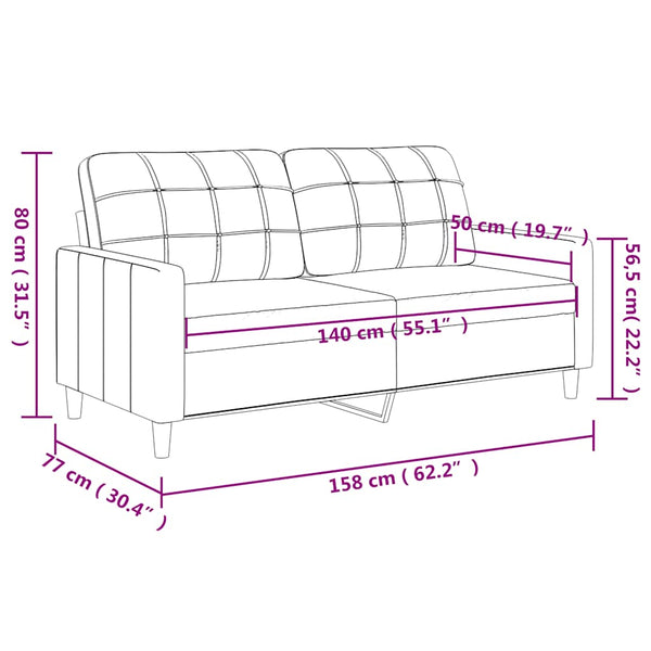 2-Sitzer Sofa Hellgelb Stoff 140cm
