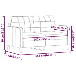 Weinrotes 2-Sitzer Sofa, 140 cm