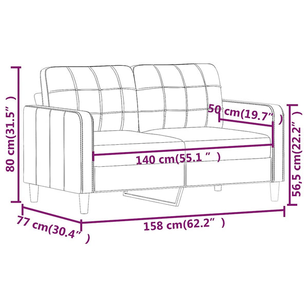 Weinrotes 2-Sitzer Sofa, 140 cm