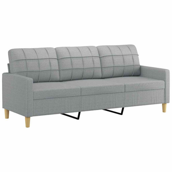 Canapé 3 places vidaXL gris clair 180 cm tissu