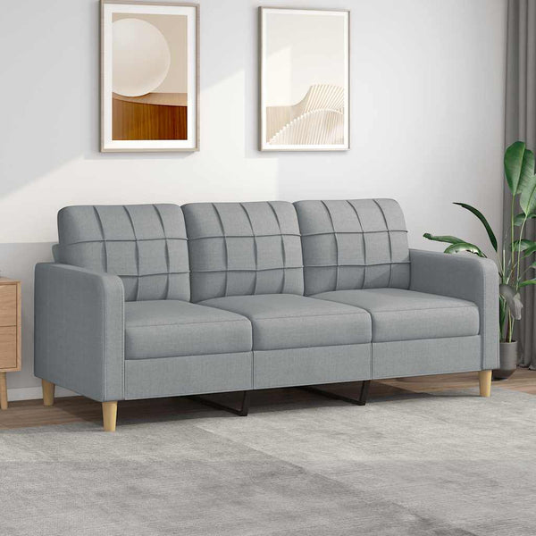 Canapé 3 places vidaXL gris clair 180 cm tissu