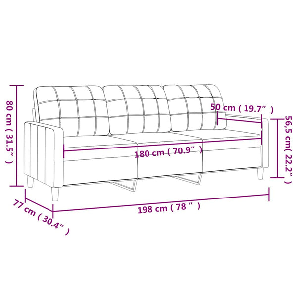 3-Sitzer Sofa Dunkelgrau Stoff 180 cm