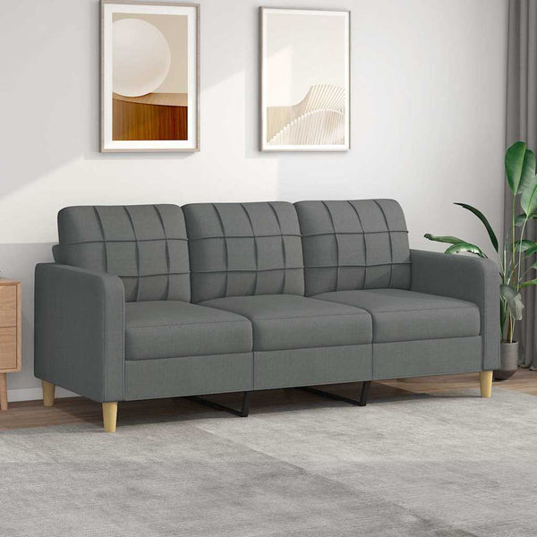 3-Sitzer Sofa Dunkelgrau Stoff 180 cm