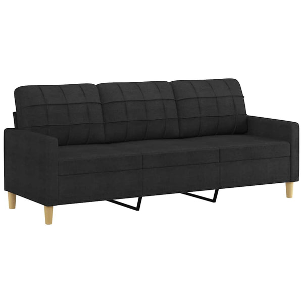 vidaXL Canapé 3 places en tissu noir 180 cm