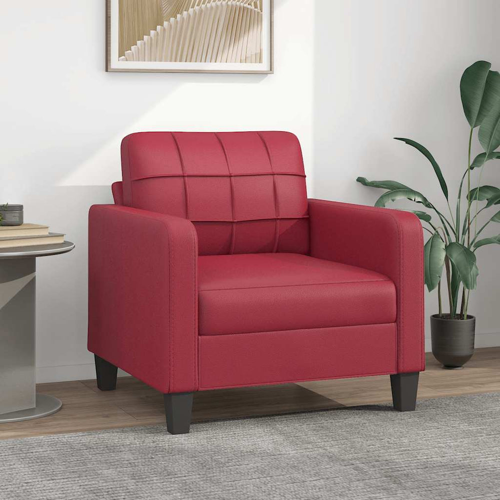 Weinroter Kunstleder Sessel 60 cm