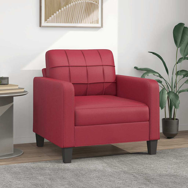 Weinroter Kunstleder Sessel 60 cm