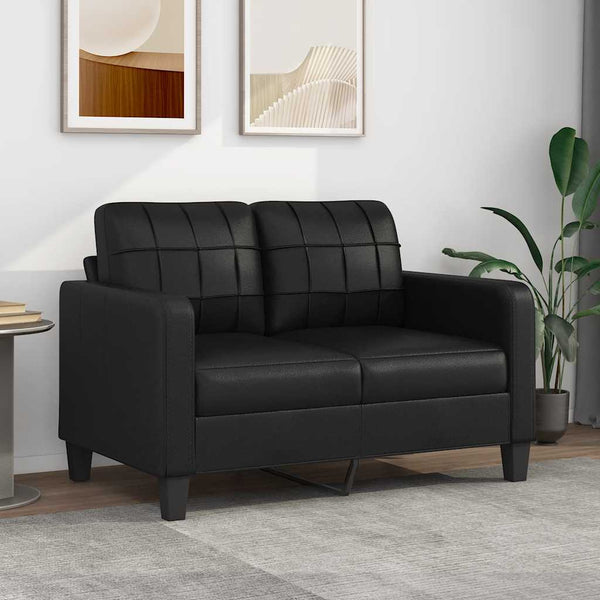 Schwarzes 2-Sitzer Sofa Kunstleder 120cm