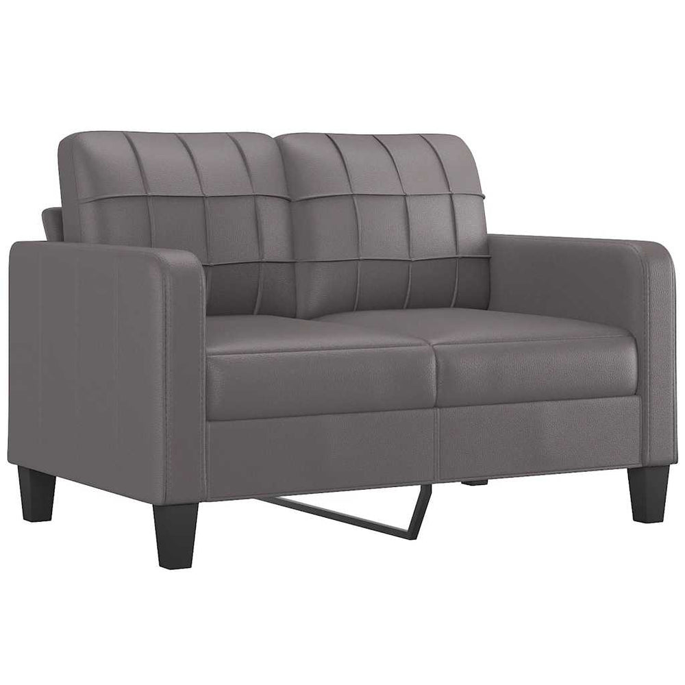 Graues 2-Sitzer Sofa Kunstleder 120cm