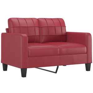 Weinrotes 2-Sitzer Sofa Kunstleder 120cm