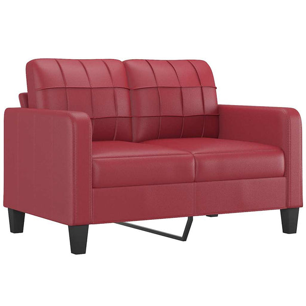 Weinrotes 2-Sitzer Sofa Kunstleder 120cm