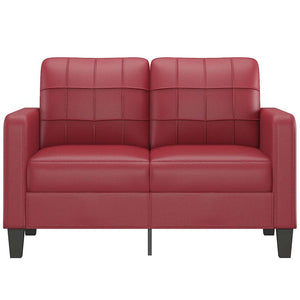 Weinrotes 2-Sitzer Sofa Kunstleder 120cm