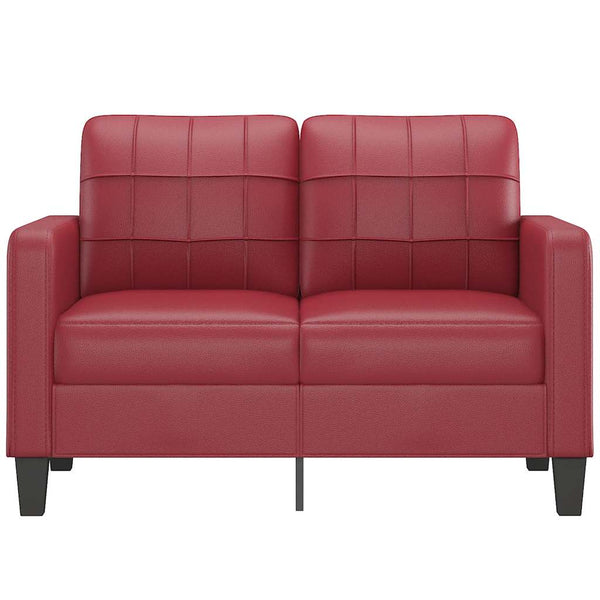 Weinrotes 2-Sitzer Sofa Kunstleder 120cm