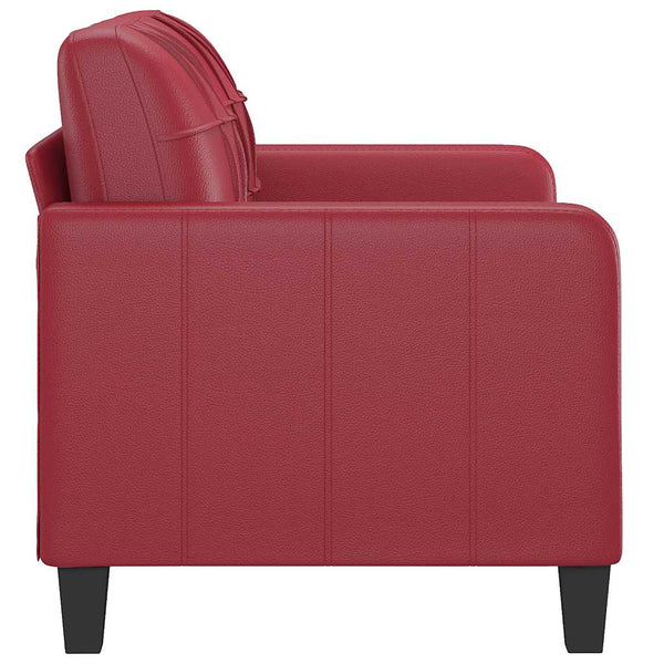 Weinrotes 2-Sitzer Sofa Kunstleder 120cm