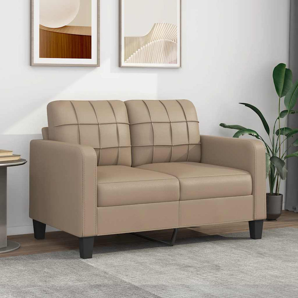 2-Sitzer Sofa Cappuccino-Braun Kunstleder 120cm