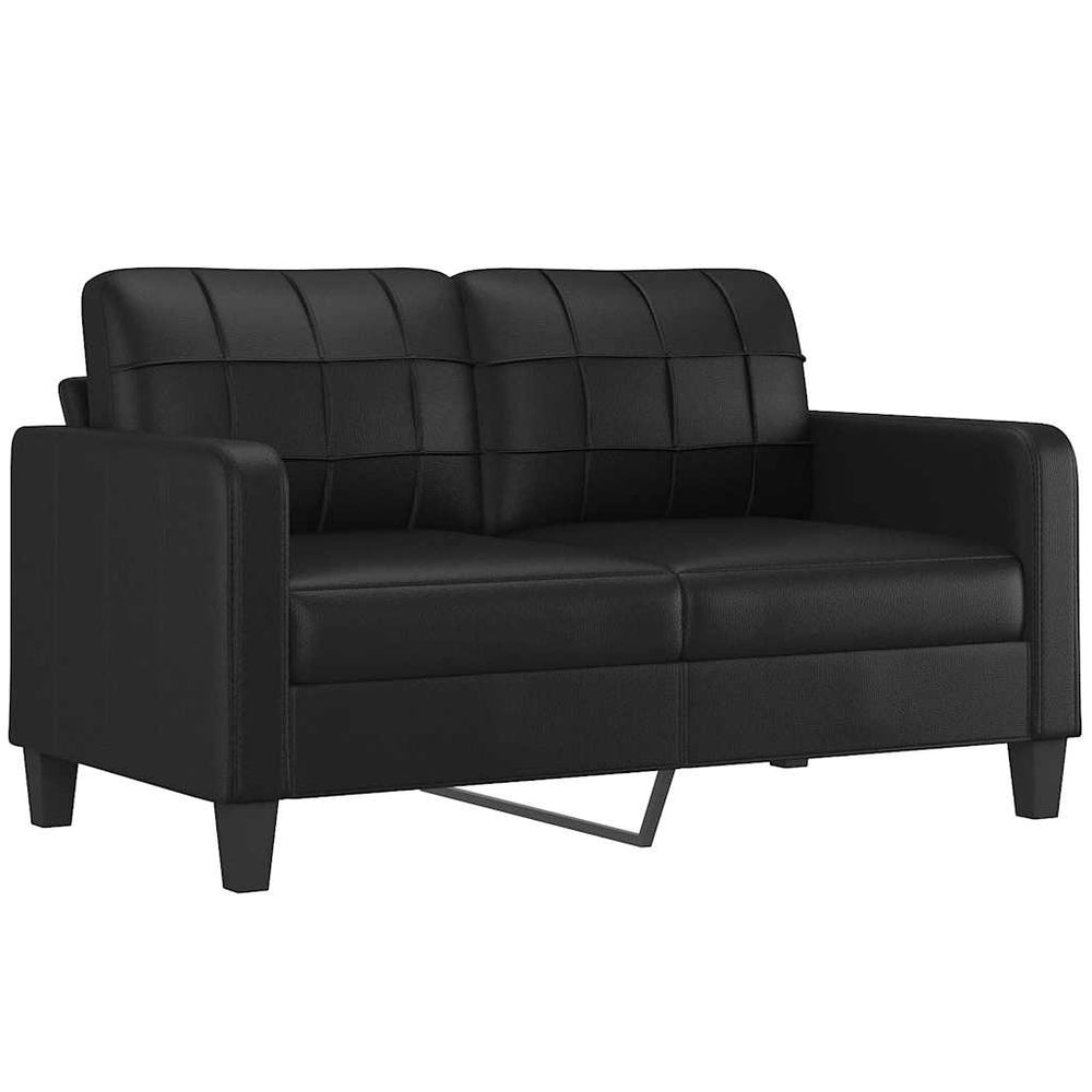 Schwarzes Kunstleder 2-Sitzer Sofa 140cm