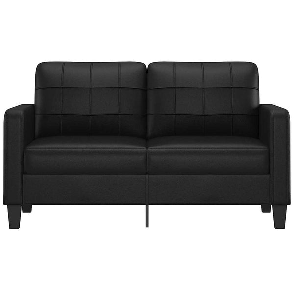 Schwarzes Kunstleder 2-Sitzer Sofa 140cm