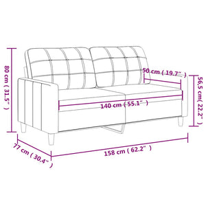 Schwarzes Kunstleder 2-Sitzer Sofa 140cm
