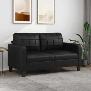 Schwarzes Kunstleder 2-Sitzer Sofa 140cm