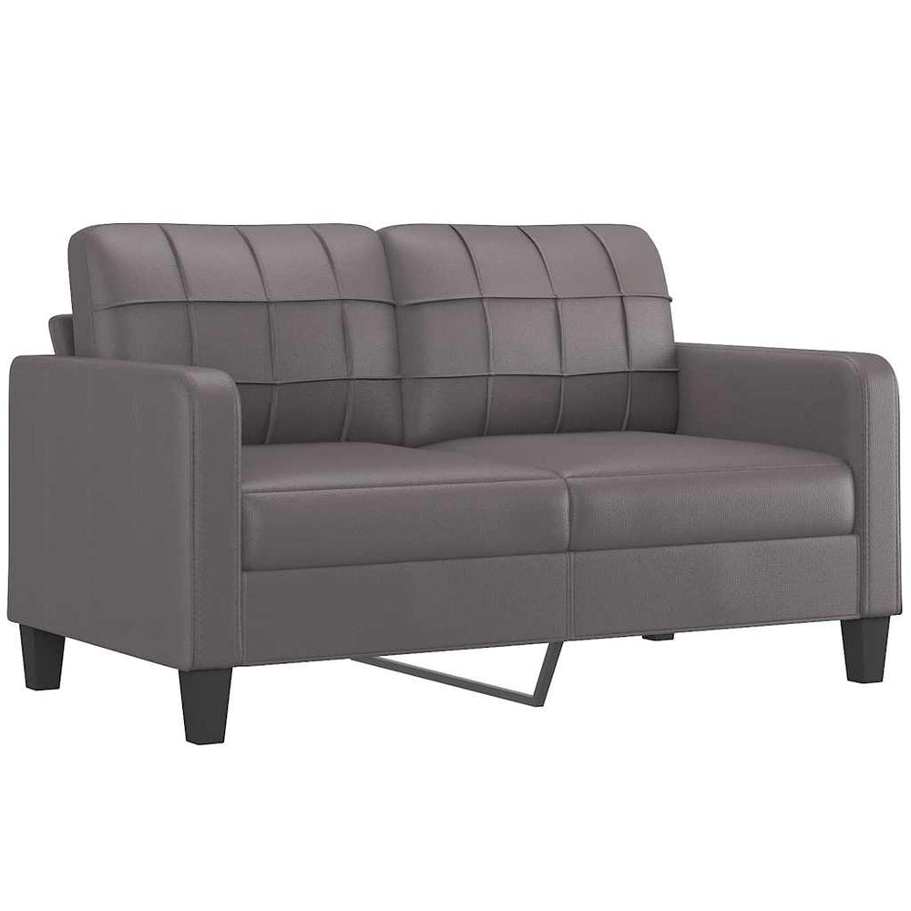Graues 2-Sitzer Sofa Kunstleder 140cm