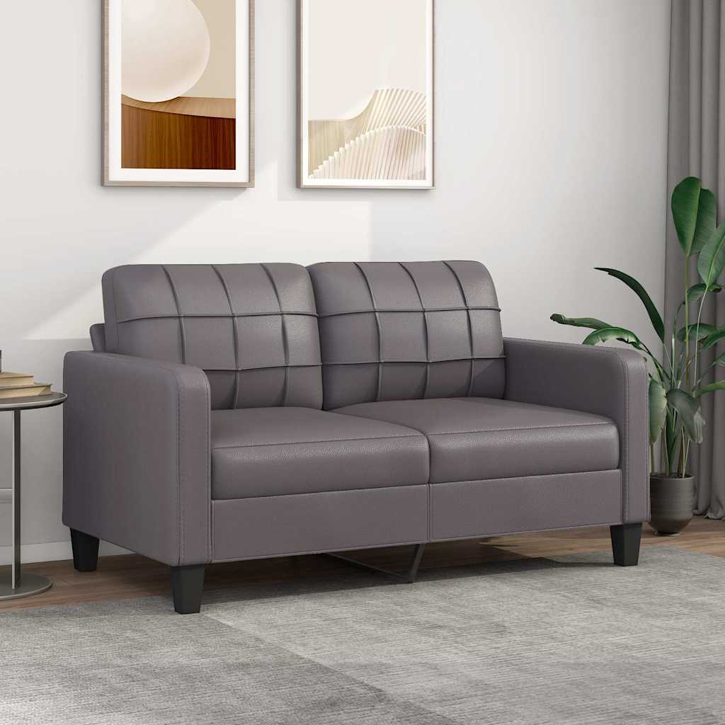 Graues 2-Sitzer Sofa Kunstleder 140cm