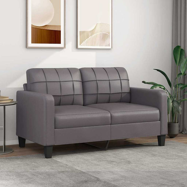 Graues 2-Sitzer Sofa Kunstleder 140cm