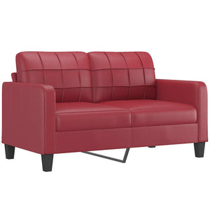 Weinrotes 2-Sitzer Sofa Kunstleder 140 cm