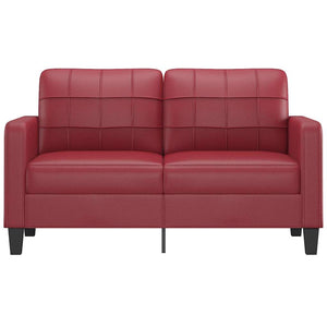 Weinrotes 2-Sitzer Sofa Kunstleder 140 cm