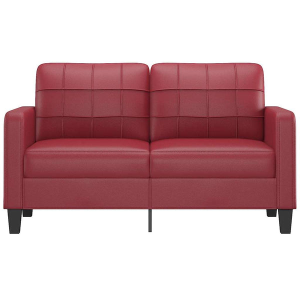 Weinrotes 2-Sitzer Sofa Kunstleder 140 cm