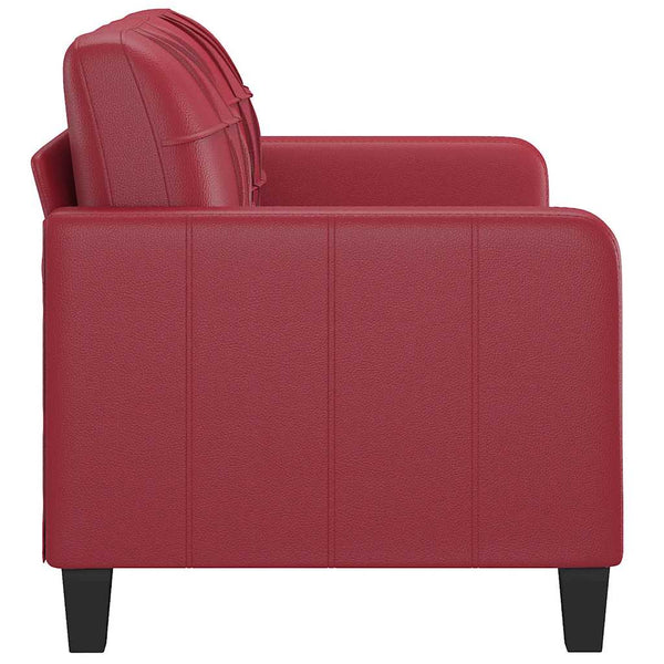 Weinrotes 2-Sitzer Sofa Kunstleder 140 cm