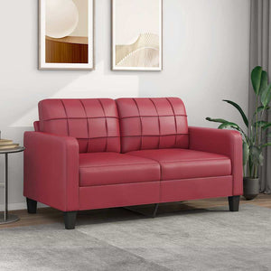 Weinrotes 2-Sitzer Sofa Kunstleder 140 cm