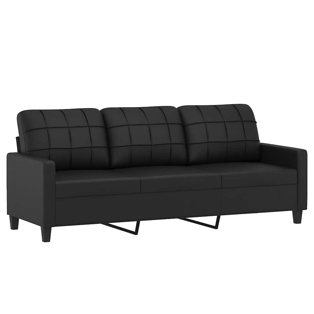 Schwarzes 3-Sitzer Sofa Kunstleder 180 cm