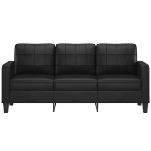 Schwarzes 3-Sitzer Sofa Kunstleder 180 cm