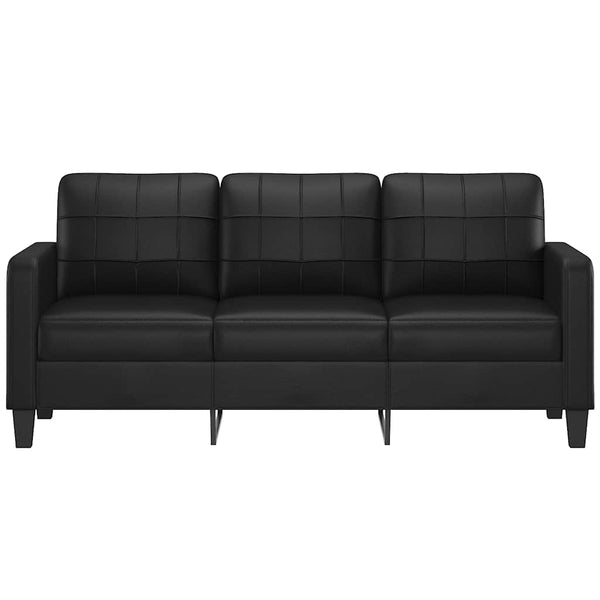 Schwarzes 3-Sitzer Sofa Kunstleder 180 cm