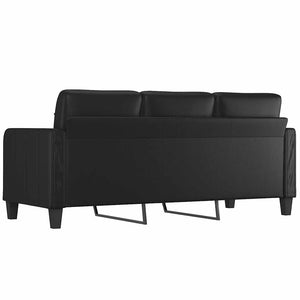 Schwarzes 3-Sitzer Sofa Kunstleder 180 cm