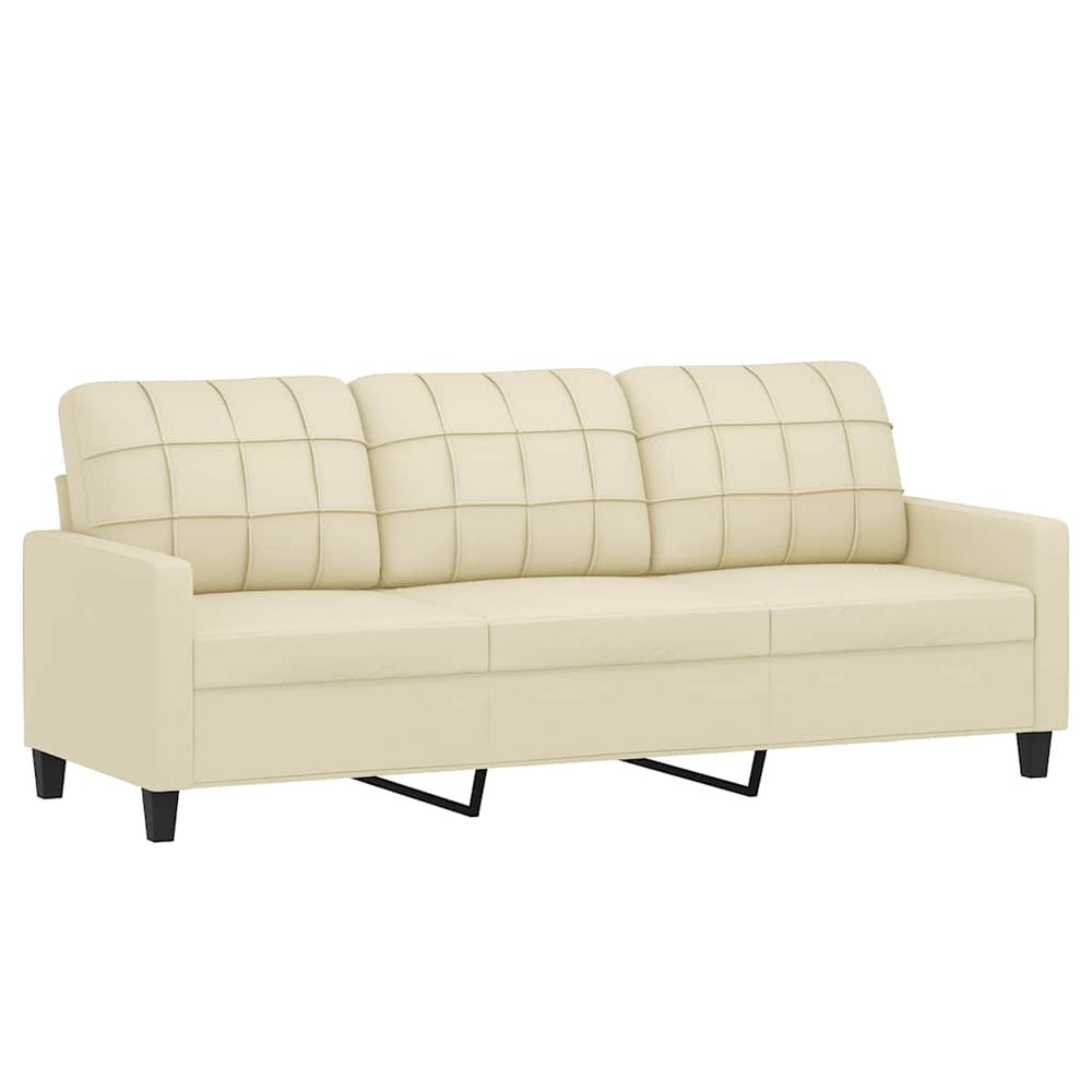 3-Sitzer Sofa Creme Kunstleder 180cm